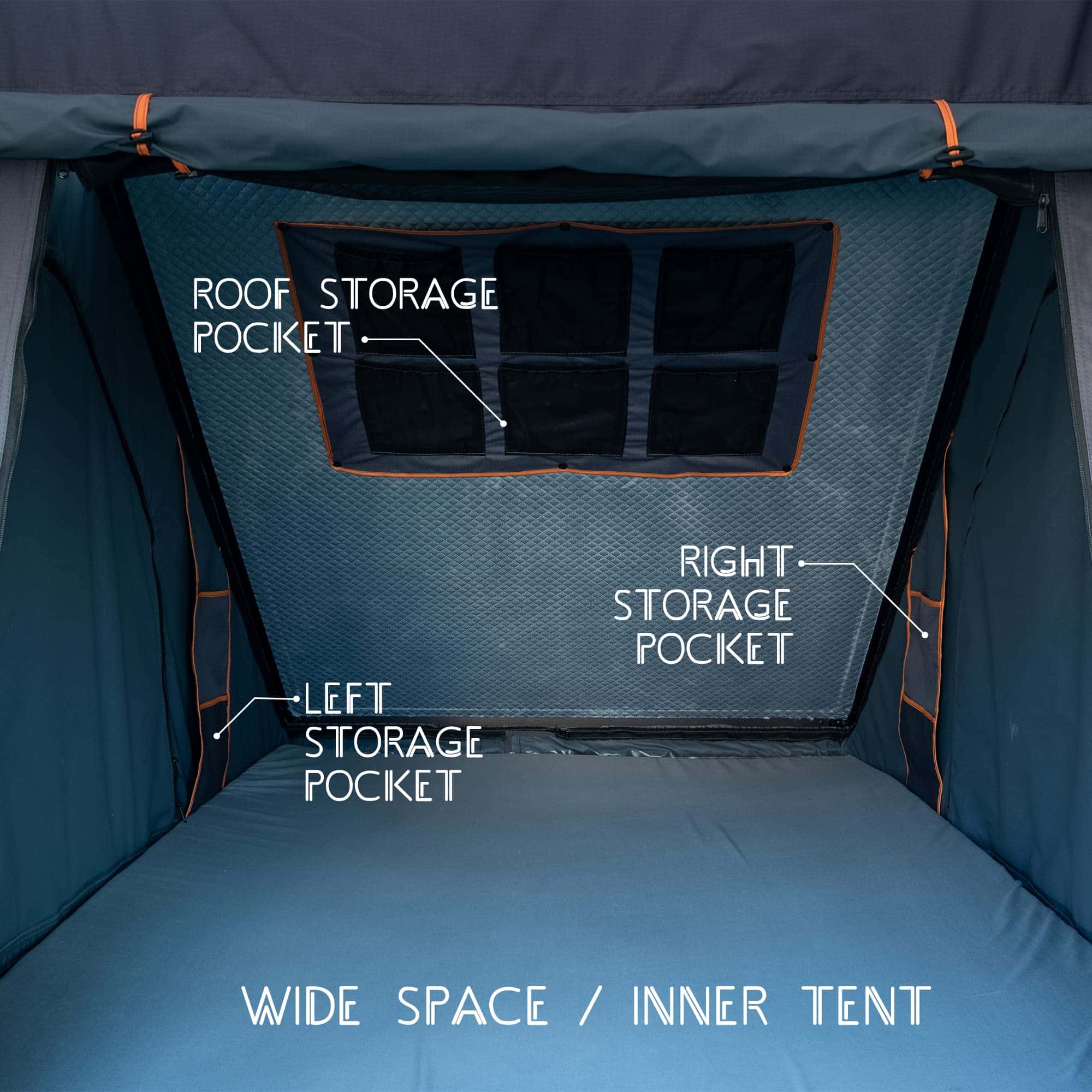 Inside a roof top tent